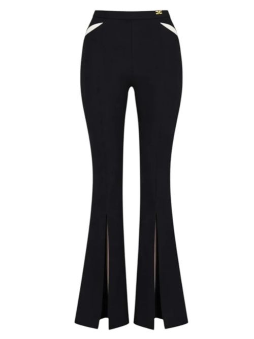 TROUSERS WITH CUT-OUTS AND SLITS ELISABETTA FRANCHI | PA15961E2685 nero/burro